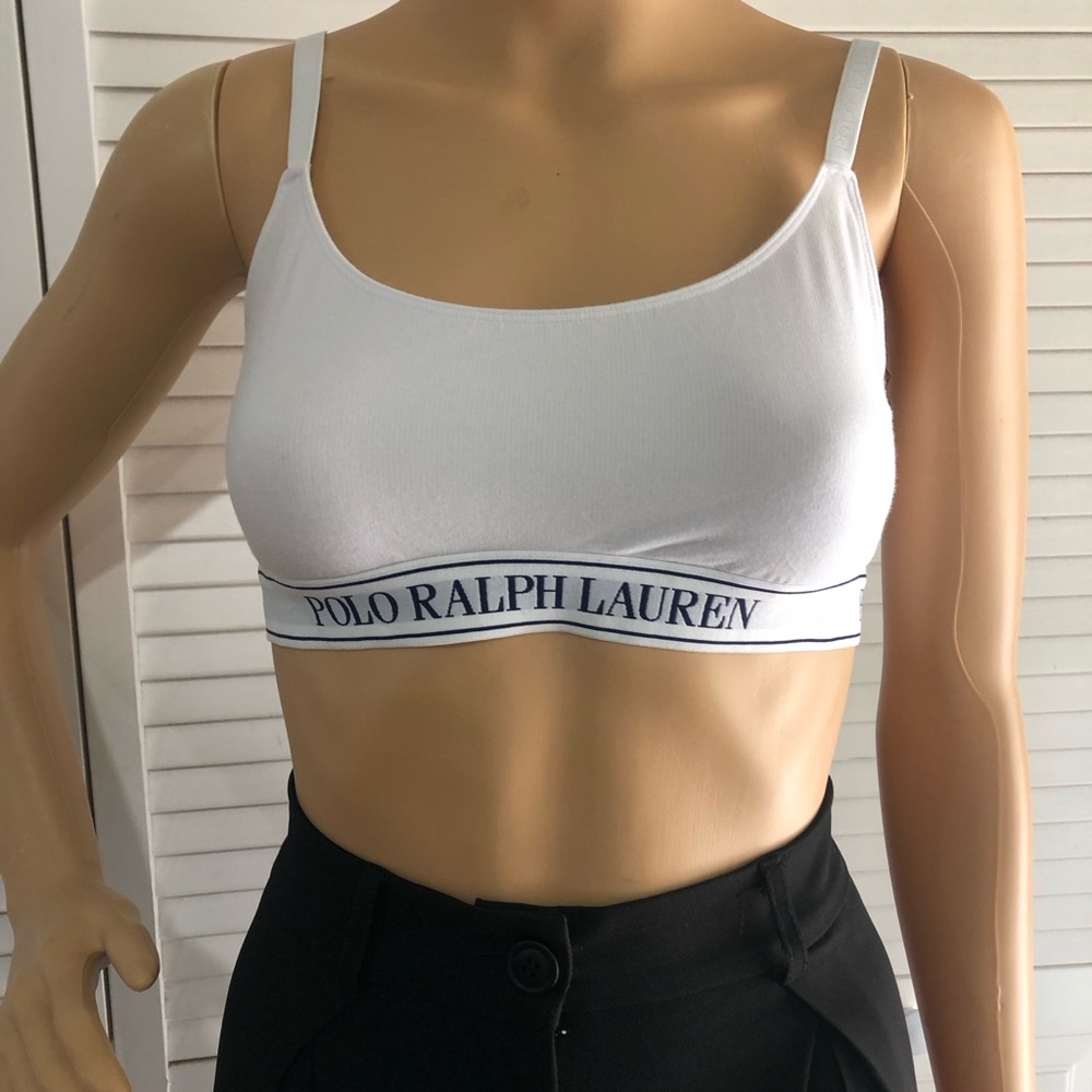 NWOT Ralph Lauren White Ribbed Logo Bralette